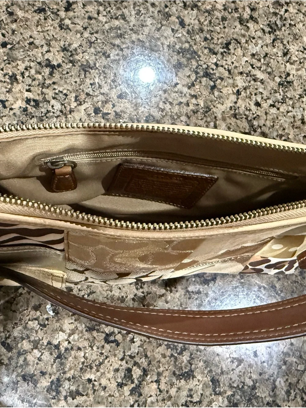Coach Y2K Patchwork Baguette Shoulder Bag Style Code 10813 Beige & Brown